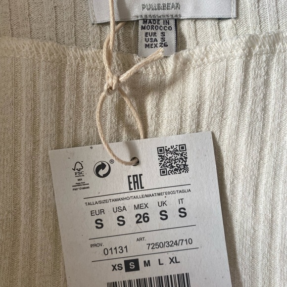 Pull&Bear Cream Ribbed Top - Picture 3 of 3